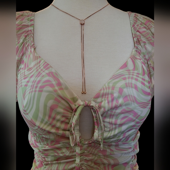 Madden NYC size L pink/green dress - Picture 2 of 12